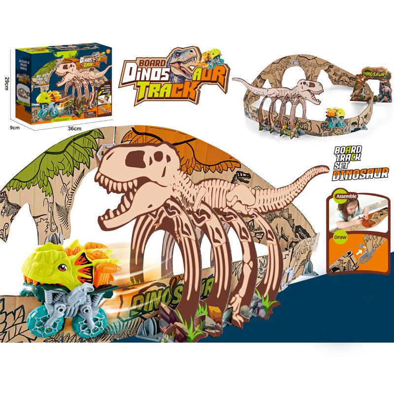Dinosaurier Elektrische Eisenbahn Spielzeug: Anti-Schwerkraft Pädagogische DIY Bausteine Achterbahn für Kinder