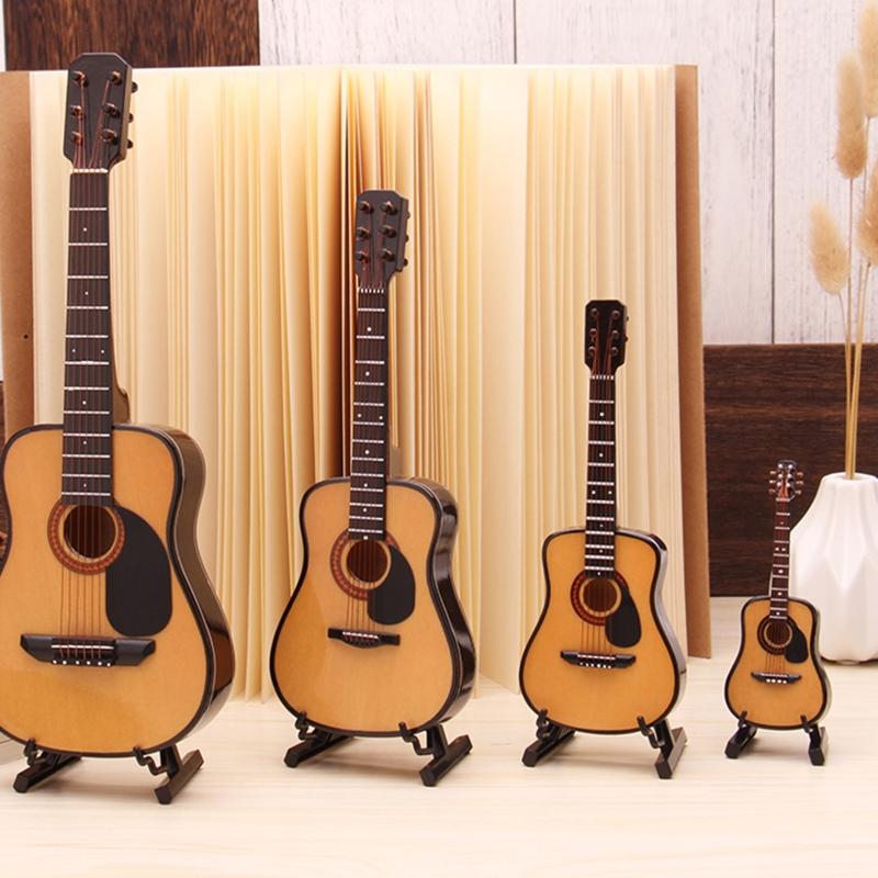 Miniature Guitar with Stand & Storage for Case Replica Ornament Bass Guitar Replica Mini Model Dollhouse Decoration Kid