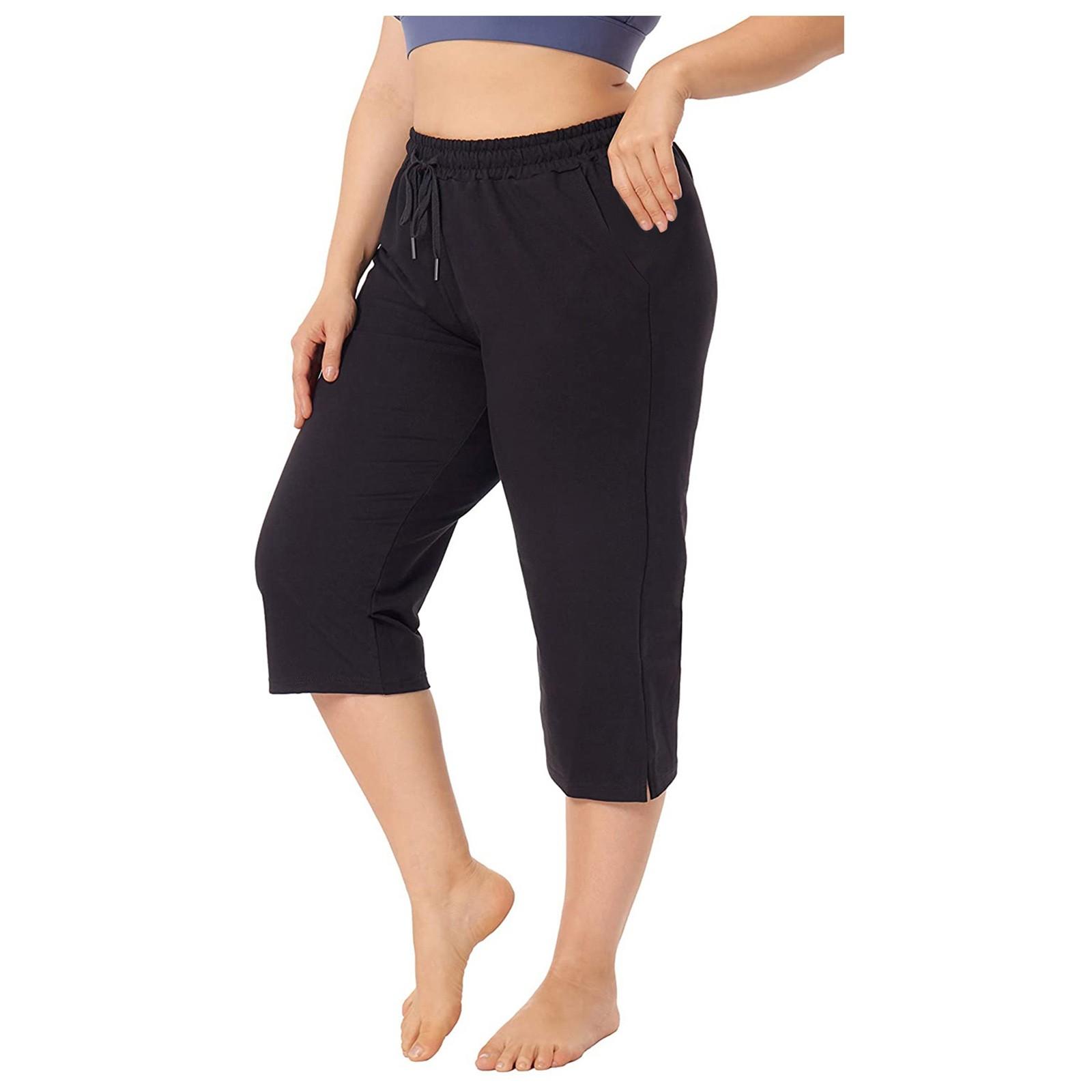 

Новые женские модные повседневные укороченные брюки размера плюс на шнуровке L чёрный