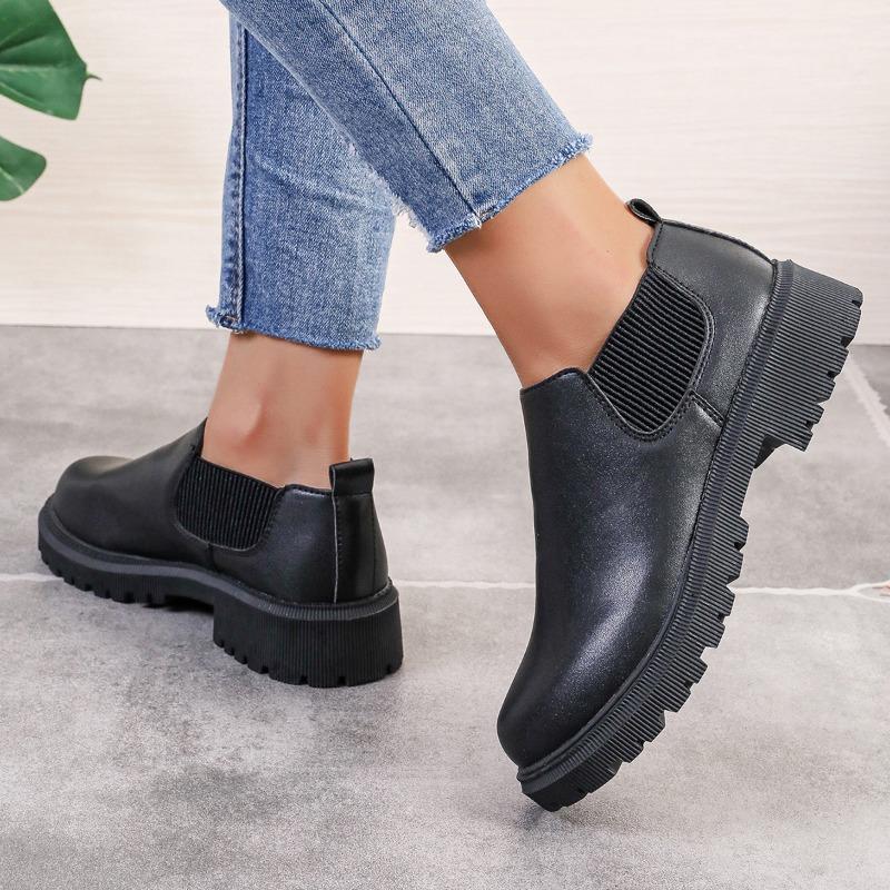Women's Chelsea Boots 2024 New Autumn Winter Fashion Ladies Ankle Boots Casual Simple Black Platform Short Boot Zapatos De Mujer