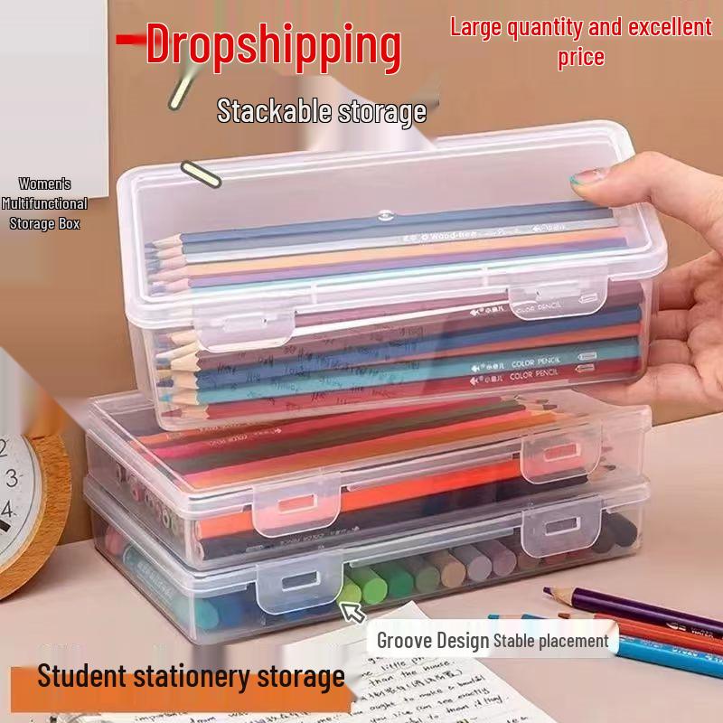 Large Capacity Transparent Pencil Storage Box & Pen Holder for Colored Pencils, Crayons, Sketches
