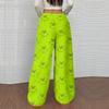 Women's Casual Christmas Print Elastic Waist Loose Fit With Plush Wide Leg Pants