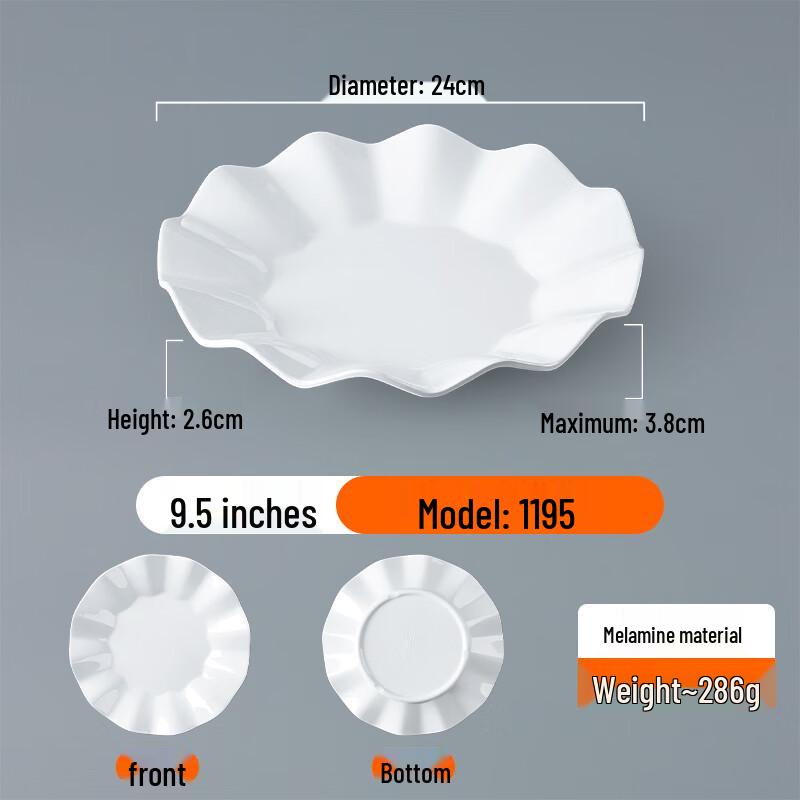 A5 White Melamine Deep Round Dining Plates - 5 Pack