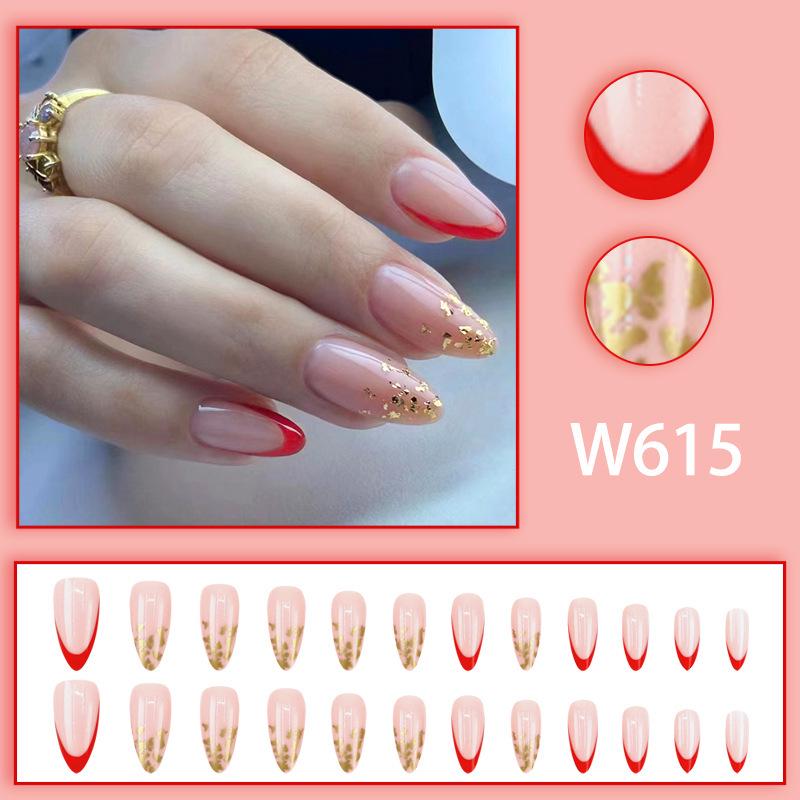 

Spring/Summer Transparent Whitening Wearable Nails with Gold Foil Flakes – INS Style Detachable Best Seller