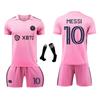 Set Maglia da Calcio Miami Messi per Bambini Asciugatura Rapida Traspirante Kit Allenamento Calcio Abbigliamento Sportivo Bambini