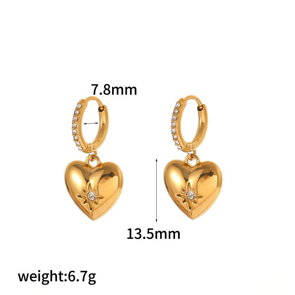 Geometric Zircon Stainless Steel Drop Earrings For Women With Diamond Accents