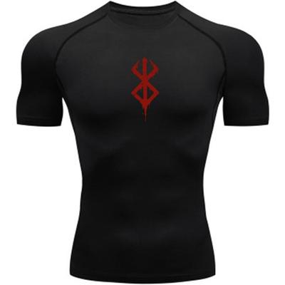 Fosike Berserk Manga Basketball Tight Fitting T-Shirts Men, Quick Drying Fitness Short Sleeved Tops, Running Training Clothe(1)