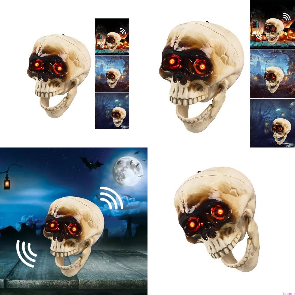 

Анімований розмовляючий череп із блимаючим оком і рухомою щелепою. Хеллоуїн. Прикраса голови скелета. Страшний аксесуар для вечірки. China Mainland