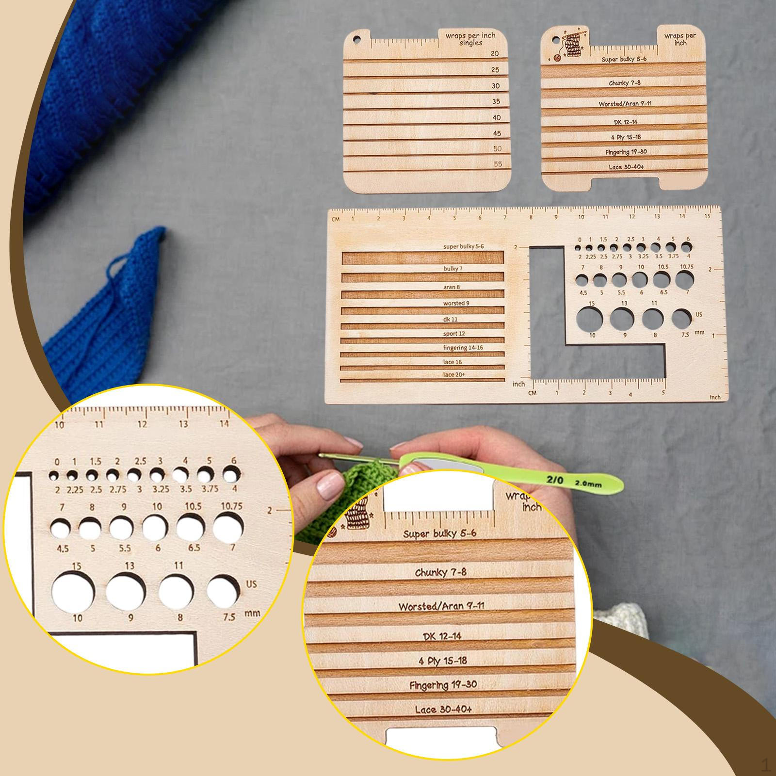 

Knitting Gauge Ruler Accessories, Convenient Crochet Tools for Coffee Shop, Home, 3Pcs