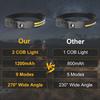 New Induction COB LED Headlamp USB Rechargeable Use 18650 Battery Headliaght Torch 8 Lighting Modes Outdoor Working Lantern