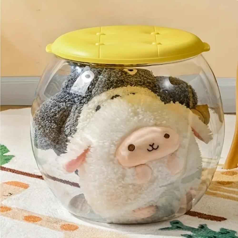 Transparent Storage Box Stool Multipurpose Children Storage Bench Plastic Round Stool  Living Room