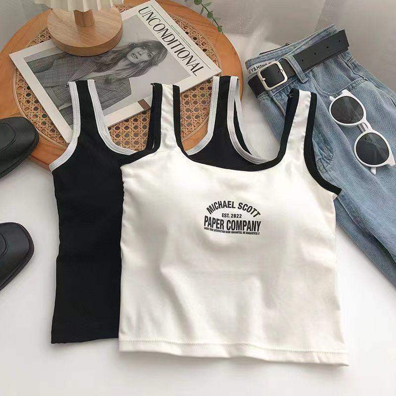 Korean Style Cotton Letter Bandeau Backless Bodycon Vest