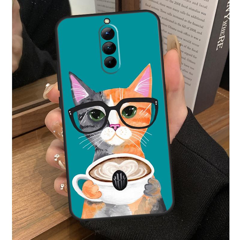 Cute Animal Cat Coffee Case For Nubia Red Magic 6S 7S Pro 6 7 8 9 10 Pro 5G 6R RedMagic 8S 9S 8 9 10 Pro Plus Coque