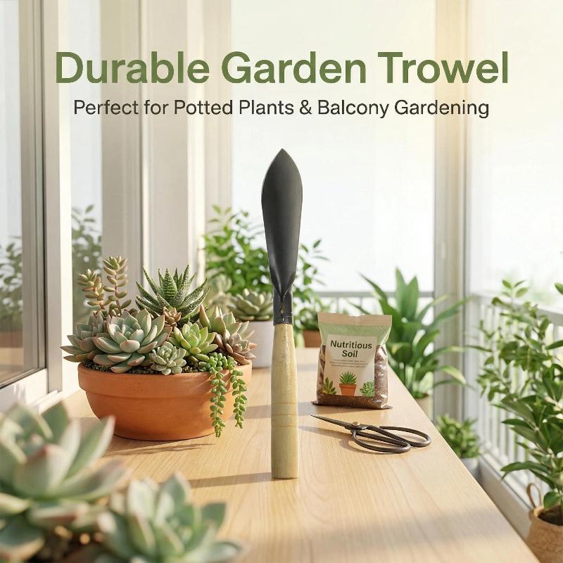 Garden Trowel Hand Shovel with Wooden Handle - Ergonomic Garden Tool for Digging, Planting, and Soil Loosening