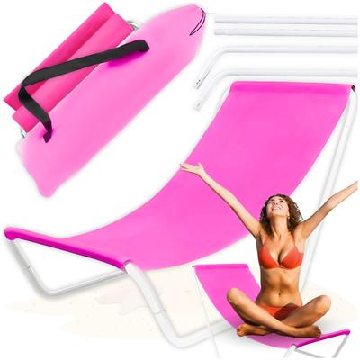 Deckchair Beach Chair Tourist Foldable Garden Light Pink Lounger Bag