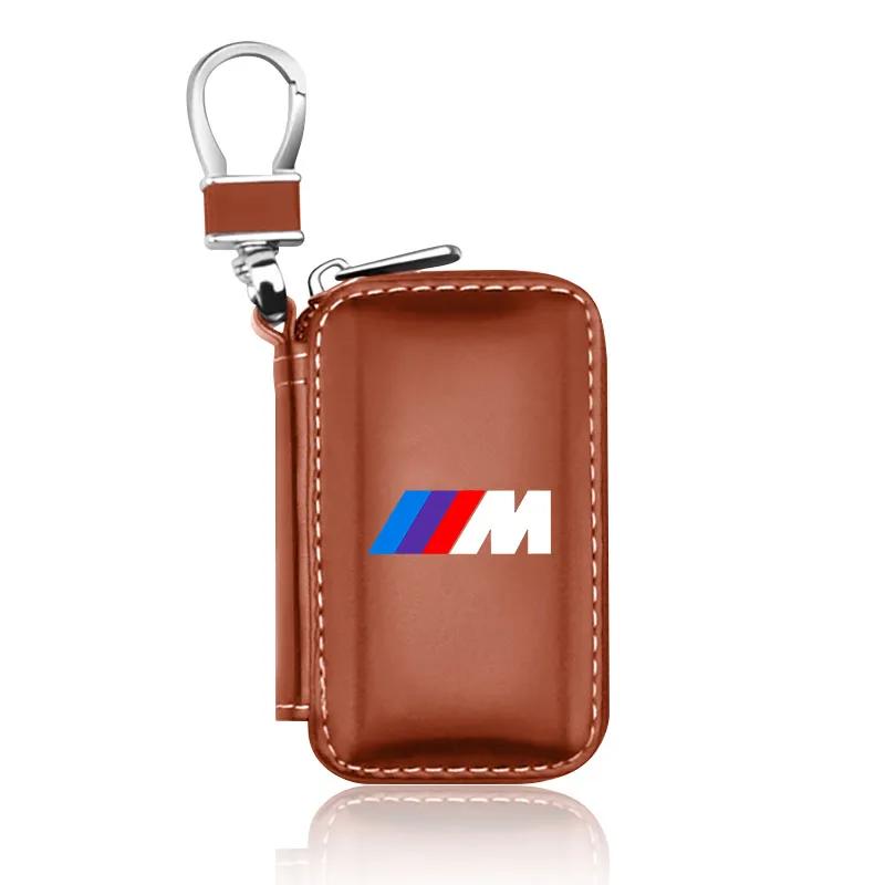 Car Keychain Covers Men Key Holder Genuine Leather Car Key Wallets Bag For BMW M Performance M1 M2 M3 M5 M6 F20 F13 F30 F01