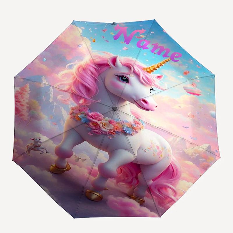 

1pc Unicorn Name custom umbrella Automatic Open/Close, 8-Rib Durable Frame Customizable Name/Text, Portable & Stylish for , 1034L