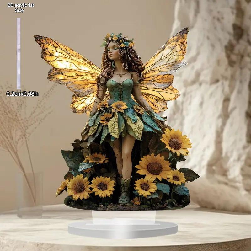 Sunflower Fairy Acrylic Elves Home Tabletop Decorations, Office, Studio, display Case, Tabletop Desktop Ornament Decor Sign Gift, Nurseries, Home Desk