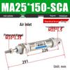 Mini Stainless Steel Pneumatic Cylinder MA Series (16-40mm Bore, 50-200mm Stroke)