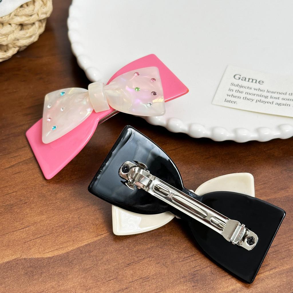 Elegant Spring Clip Bow Hair Accessory For Women Beautifully Crafted With Rhinestones