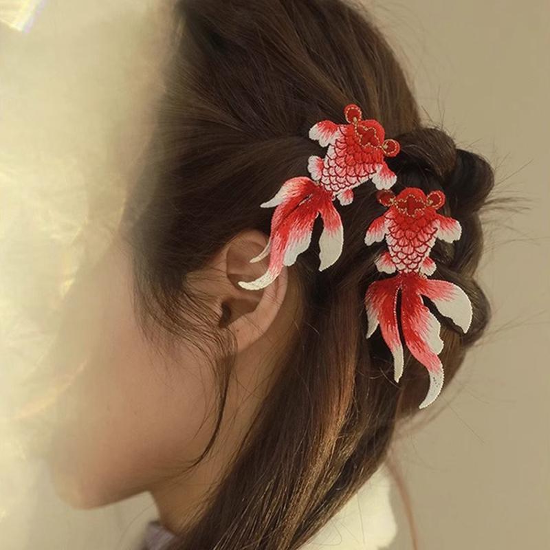 Chinese New Year Hair Clips New Year 2025 Headband Koi Carp Koi Fish Hairpin Kids Chinese Spring Festival Hair Headwear
