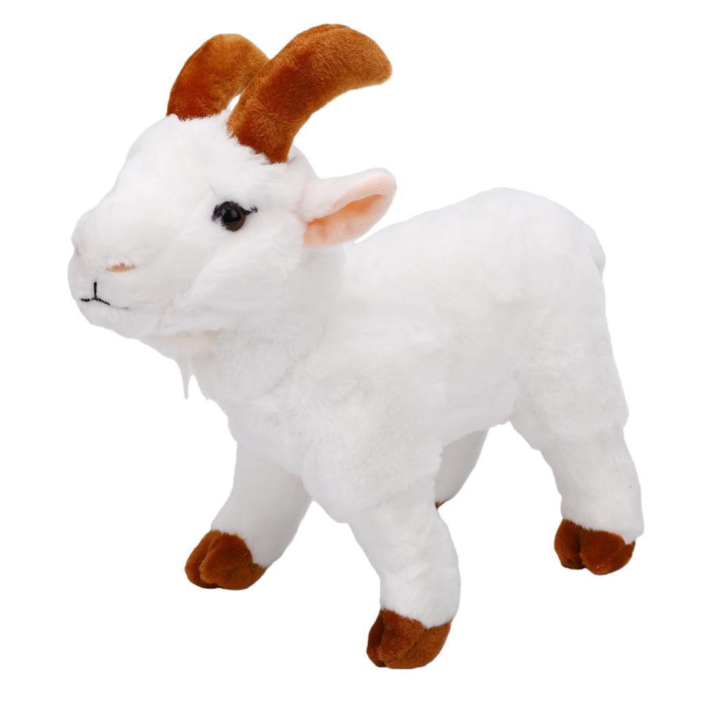 Goat Plush Toy Soft Adorable Realistic Goat Stuffed Animal for Birthday Present Home Ornament White