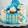 Blaue Kuchenaufsatzkugeln Cupcake-Aufsätze Backdekorationen Weiß Gold DIY Kucheneinsatz-Aufsätze Babyparty Junge Geburtstagsfeier Dekor
