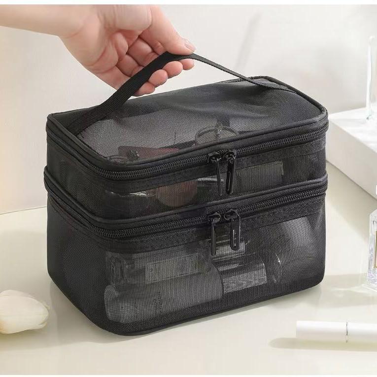 Large Mesh Makeup and Toiletry Bag - Portable, Travel-Friendly, Customizable Logo