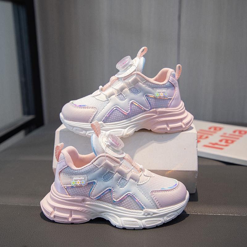 

Кроссовки для девочек Astro Boy 2025 Лето Новые Беговые Дышащие Детские Кроссовки Вращающаяся Кнопка Девочка Принцесса Сетчатые Кроссовки 31 розовый