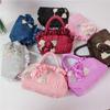Leaf Hanfu Rose Flower Handbag Satin Silk Bubble Zipper Flower Tote Bag Cosmetic Makeup Bag Mommy Bag Ethnic Style Wrist Bag