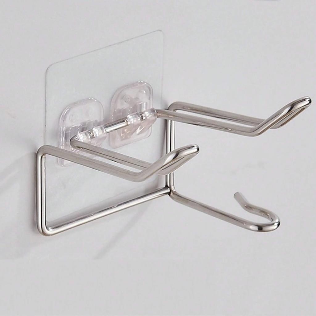 1pc-Hair Dryer Rack Stainless Steel Rack Toilet Punch-free Hanger Bathroom Hair Dryer Wall Hanging Storage Shelf Home Organizer