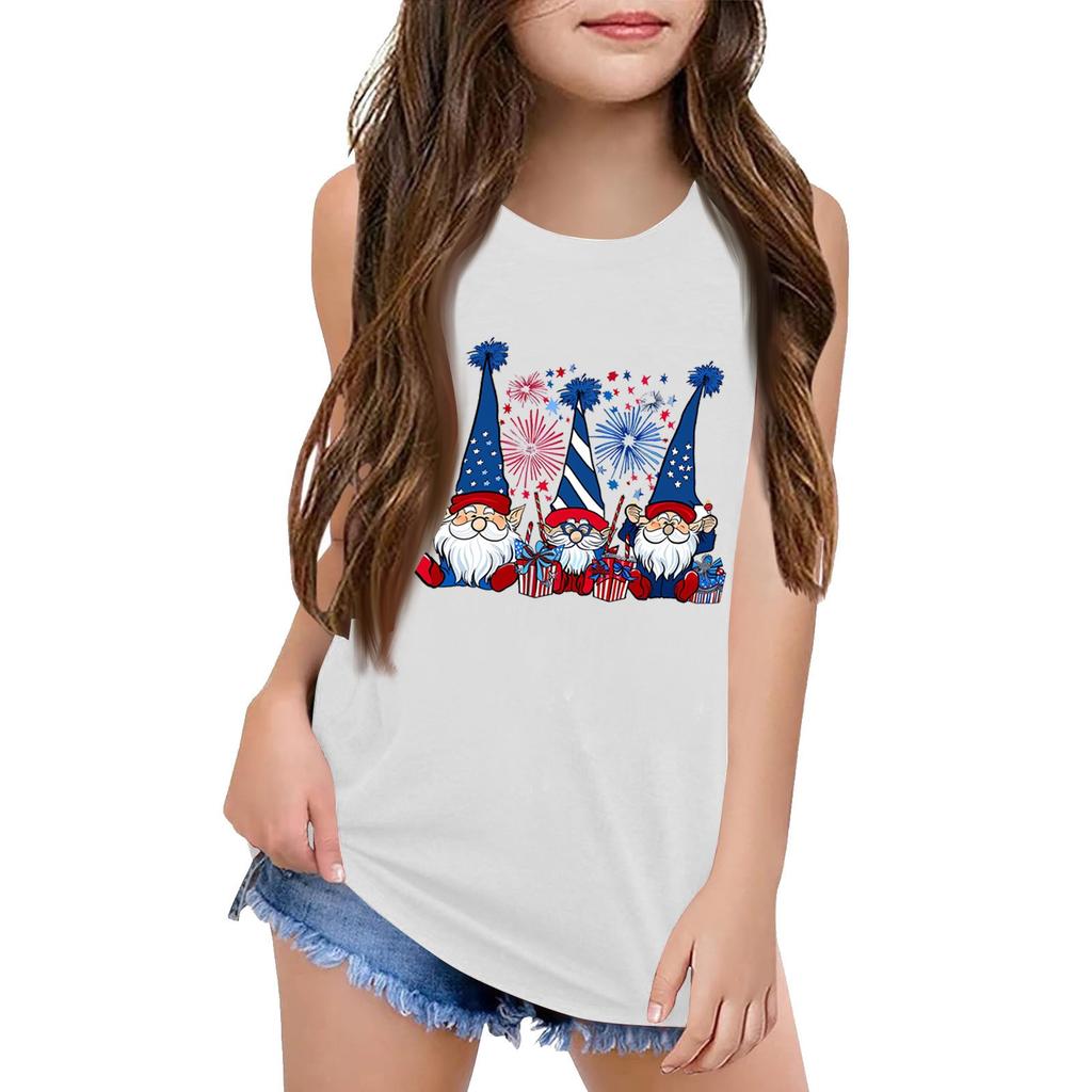 Girls Kids Summer Crewneck Sleeveless Shirts Tank Tops