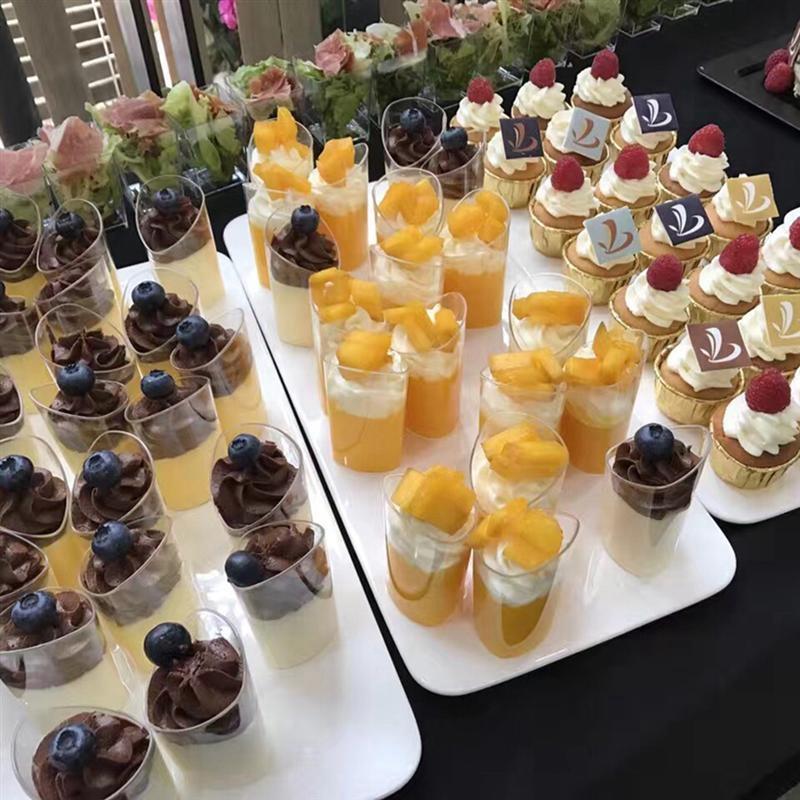A62X 30Pcs 80Ml Mini Disposable Bevel Cake Cups Pudding Jelly Mousse Cup Appetizer Bowl for Home Dessert Shop Food Container