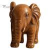 Housewarming Gift for Friends Elephant Figurine Ornament, Resin Wood Grain Statue, Auspicious Compact Shelf Statue Animal Sculpture Home Office Living