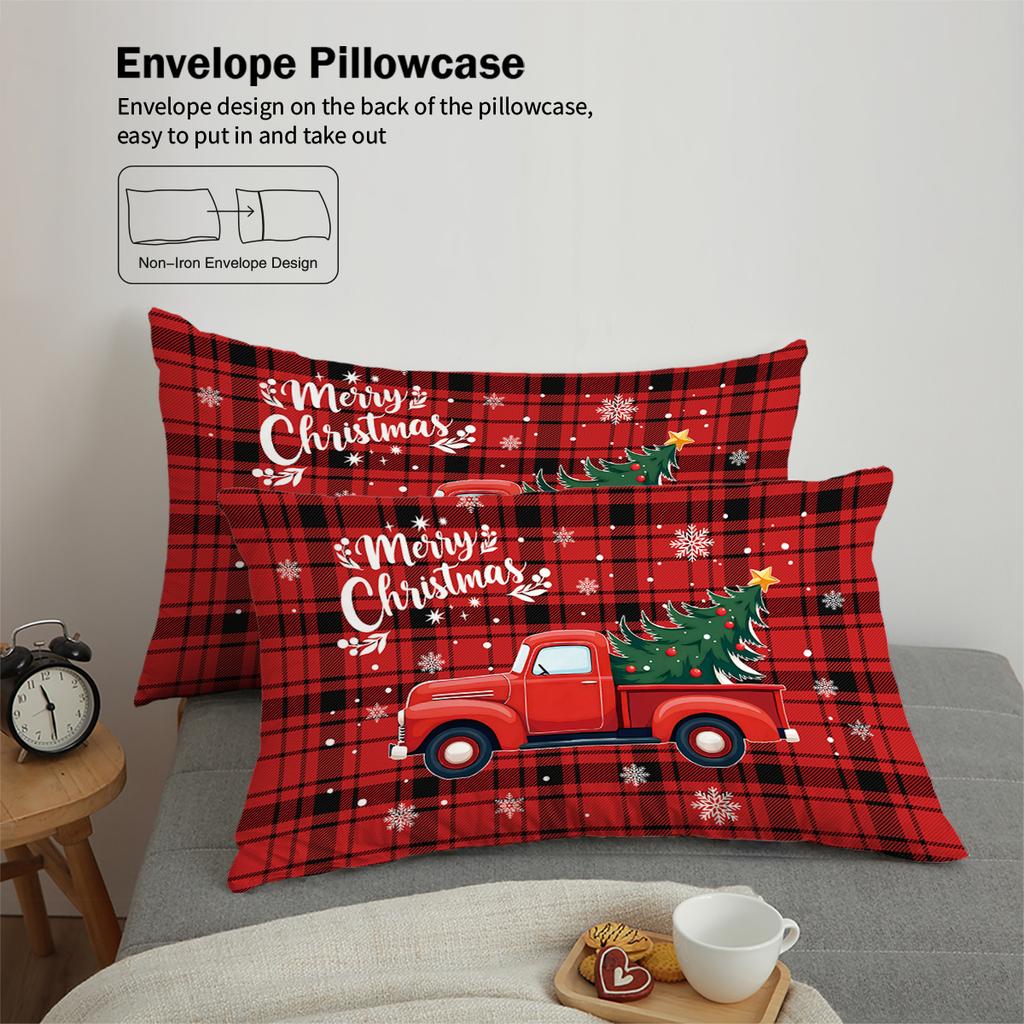 3pcs Merry Christmas themed pattern bedding set, reindeer and Christmas tree, for teenagers and adults bedroom, a Christmas gift