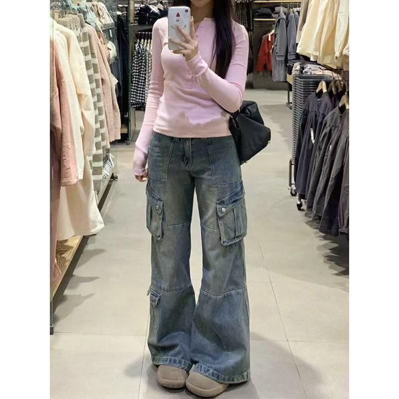 

Women s Spring Distressed Retro High-Waisted Micro-Flared Jeans L