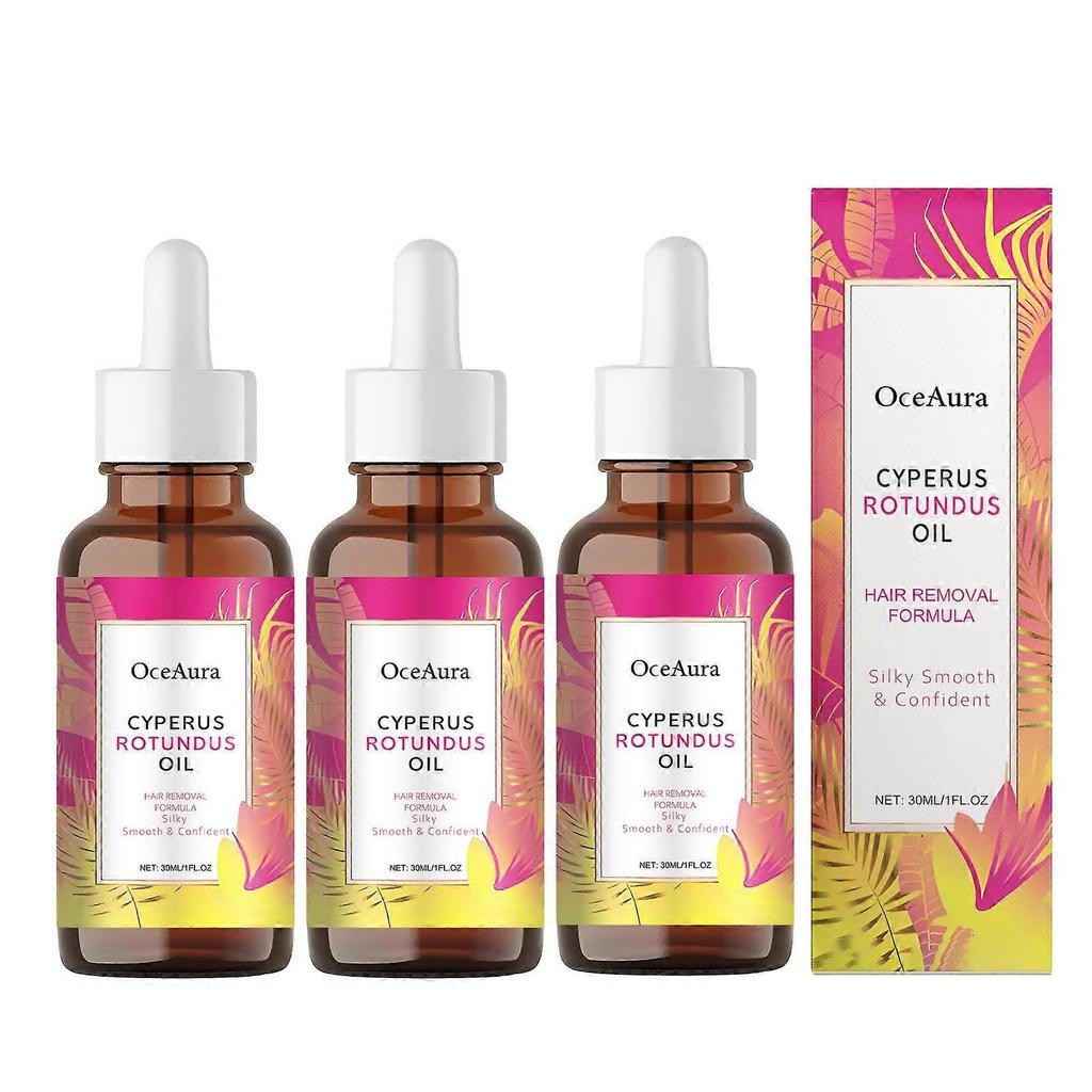 3x Olio di Cyperus Rotundus - Per la Depilazione, Idratante e Lenitivo Olio di Cyperus Per Ridurre la Crescita dei Peli Corporei,30ml Olio Naturale di Cyperus Rotundus meno