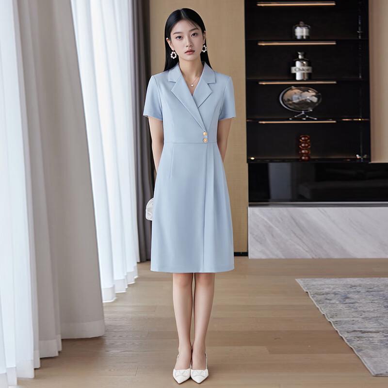 Teluoman Women's Short Sleeve Formal Suit Dress