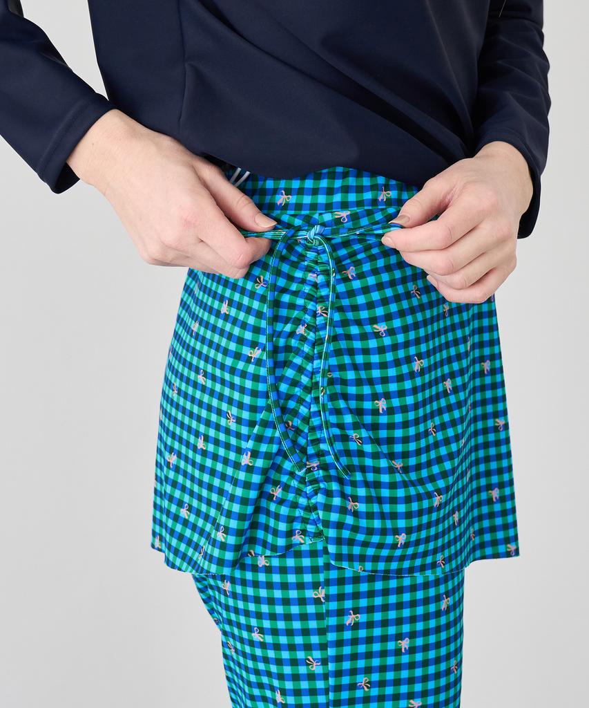 Bonide [Set] Skirt Leggings Rash Guard Set Check Green