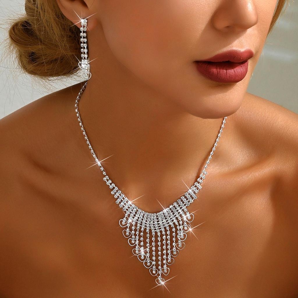 Bridal Suit Jewelry Necklace Earrings Bright Suit Women'S Wedding Evening Dress Clothing Women'S Accessories