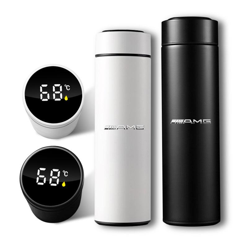 AMG Badge Car Smart Thermos Bottle with Temperature Display Coffee Cup for Mercedes Benz W203 W204 W205 W212 New A/B/C/E/S Class