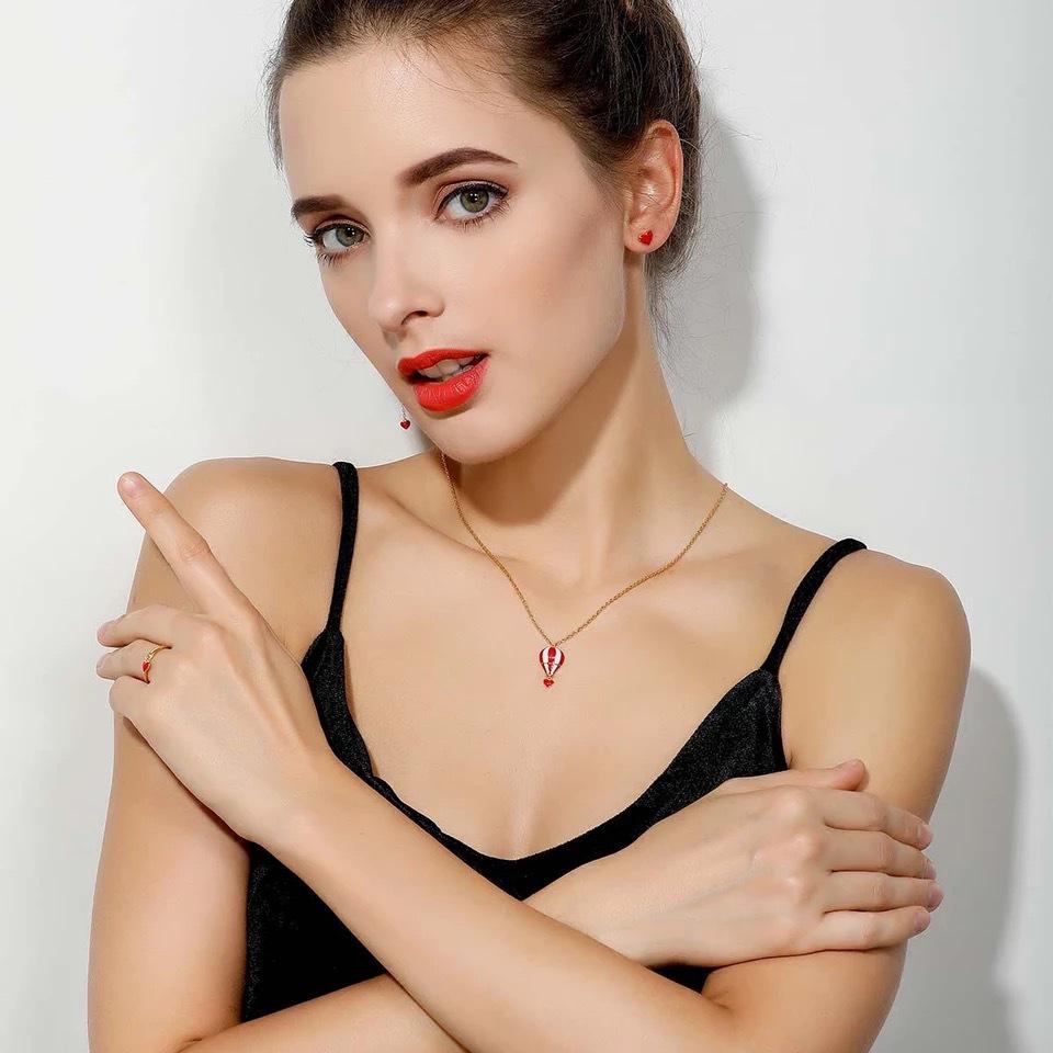 Beixi S925 Sterling Silver Hot Air Balloon Glazed Necklace - Personalized Designer Style 925 Silver