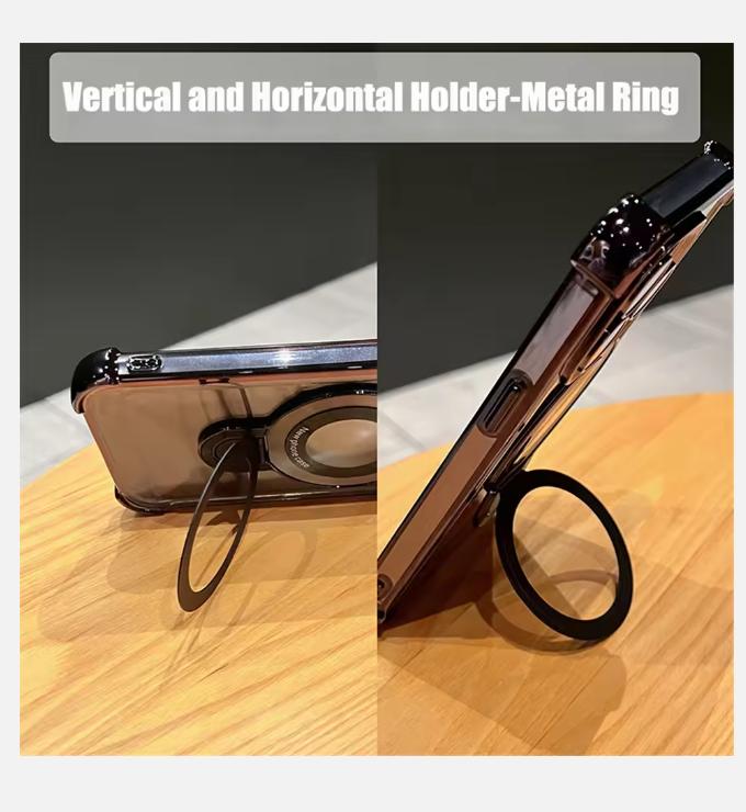2025 Luxury Plating Shockproof Magnetic Bracket For Magsafe Clear Case For iPhone 15 16 14 13 12 11 Pro Max With Holder Stand Cover