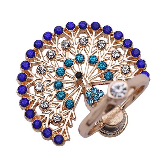Fingerringhalter Grad Drehung Metall Anti-Verlust 360 Strass Pfau Handyring Schnalle