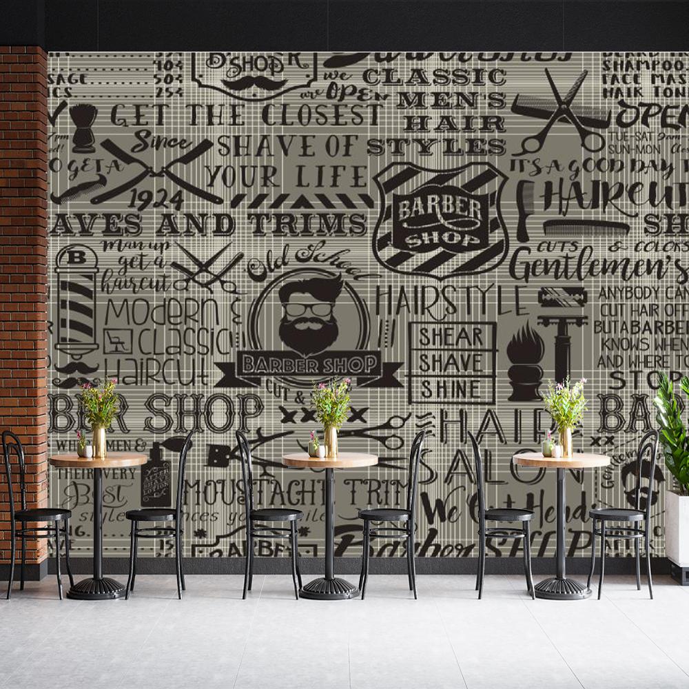 

Barber Shop 3d Wall Murals Wallpaper Vintage Modern Hair Salon Wallpaper Suitable For Barber Shop Beauty Salon Murals 200 cm(W) x 140 cm(H)