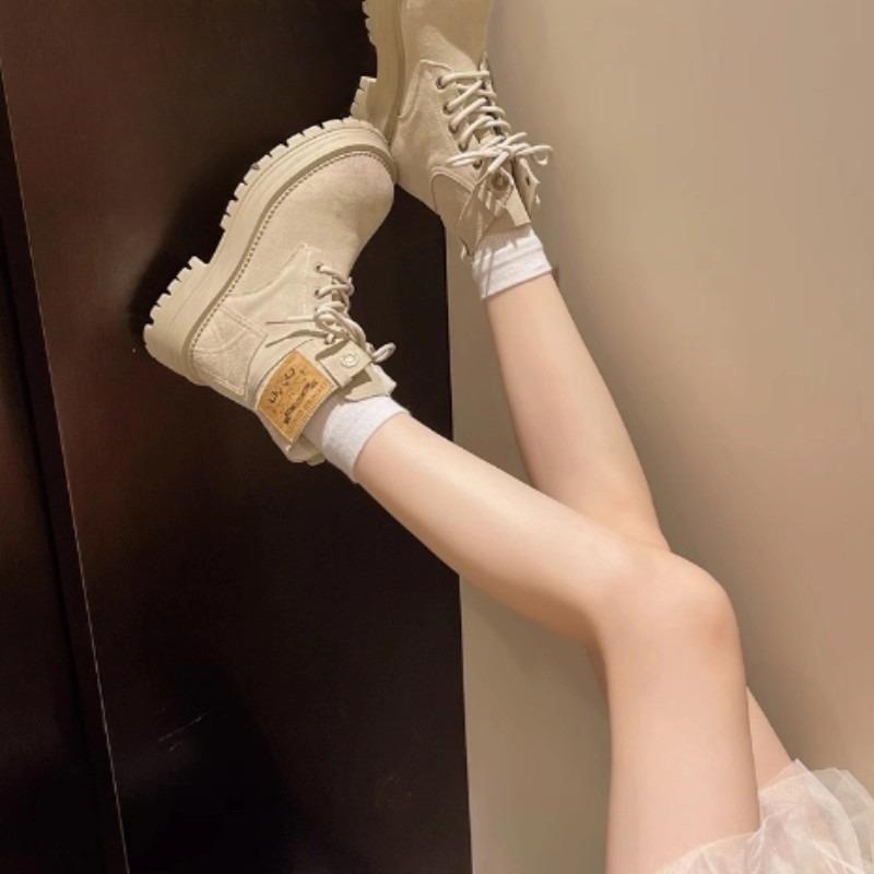 Women's Shoes Work Boots Ankle Boots New Women's Thick-soled Boots Frosted Retro Boots