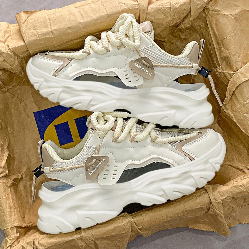 Men's shoes summer breathable casual running sports shoes platform heightening advanced sense versatile dad shoes