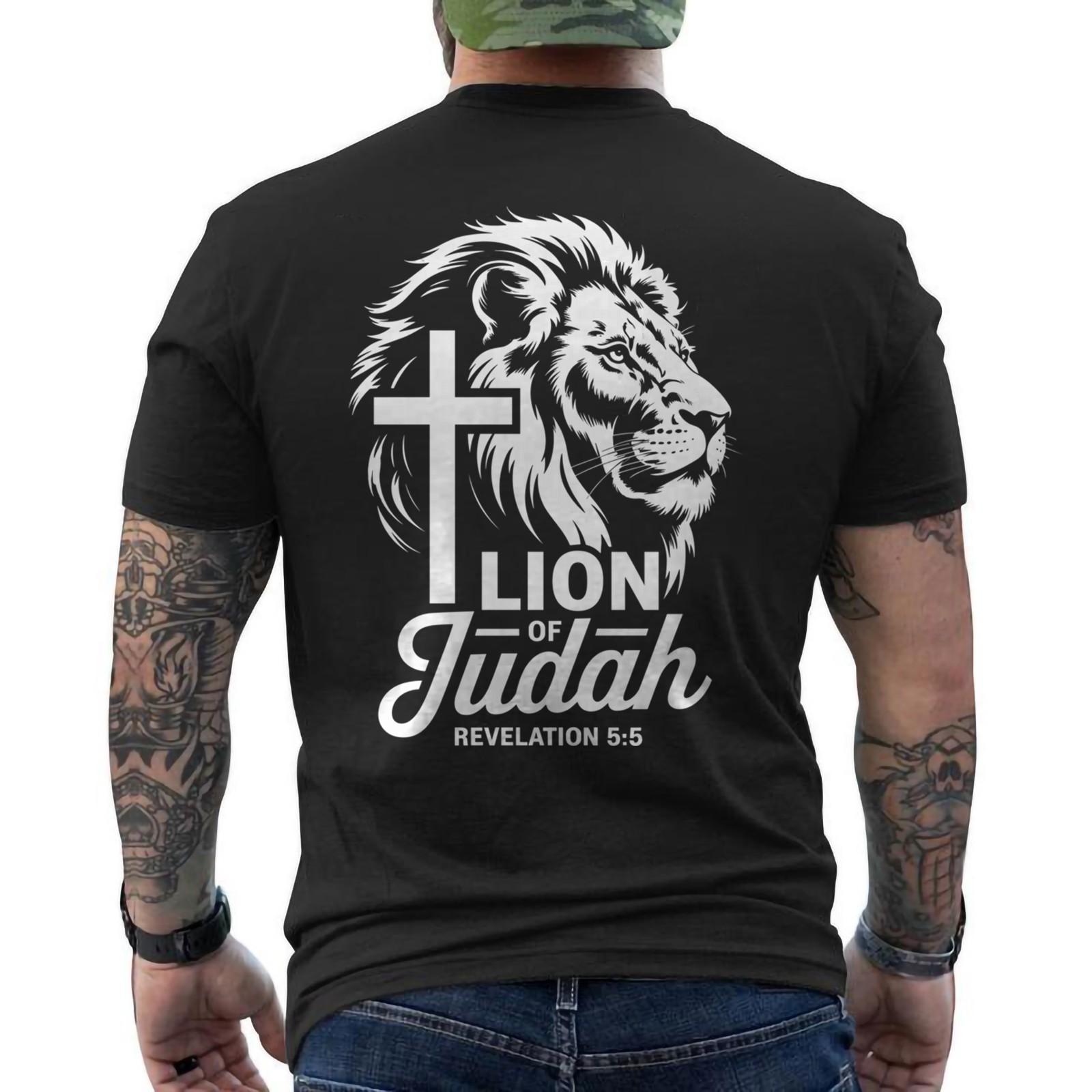 Christian Faith Jesus Christ Lion of Judah Strength Cross ON BACK T-Shirt S разноцветный