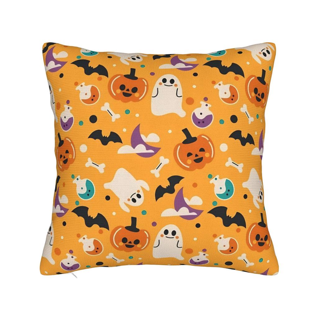 Halloween Square Pillow Cases Pumpkin Black Cats Cushion Cover Customized Decorative Throw Pillow Case Cover for Home 45x45cm