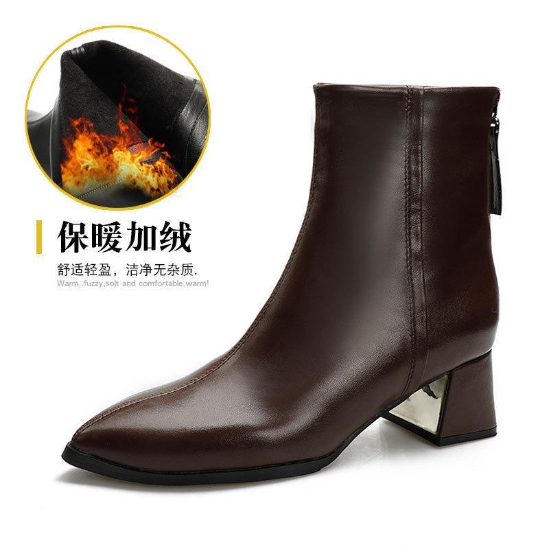 

Осень и зима новая женская обувь остроносые модные простые ботинки Мартина износостойкие модные ботинки тренд тонкие полусапожки 40